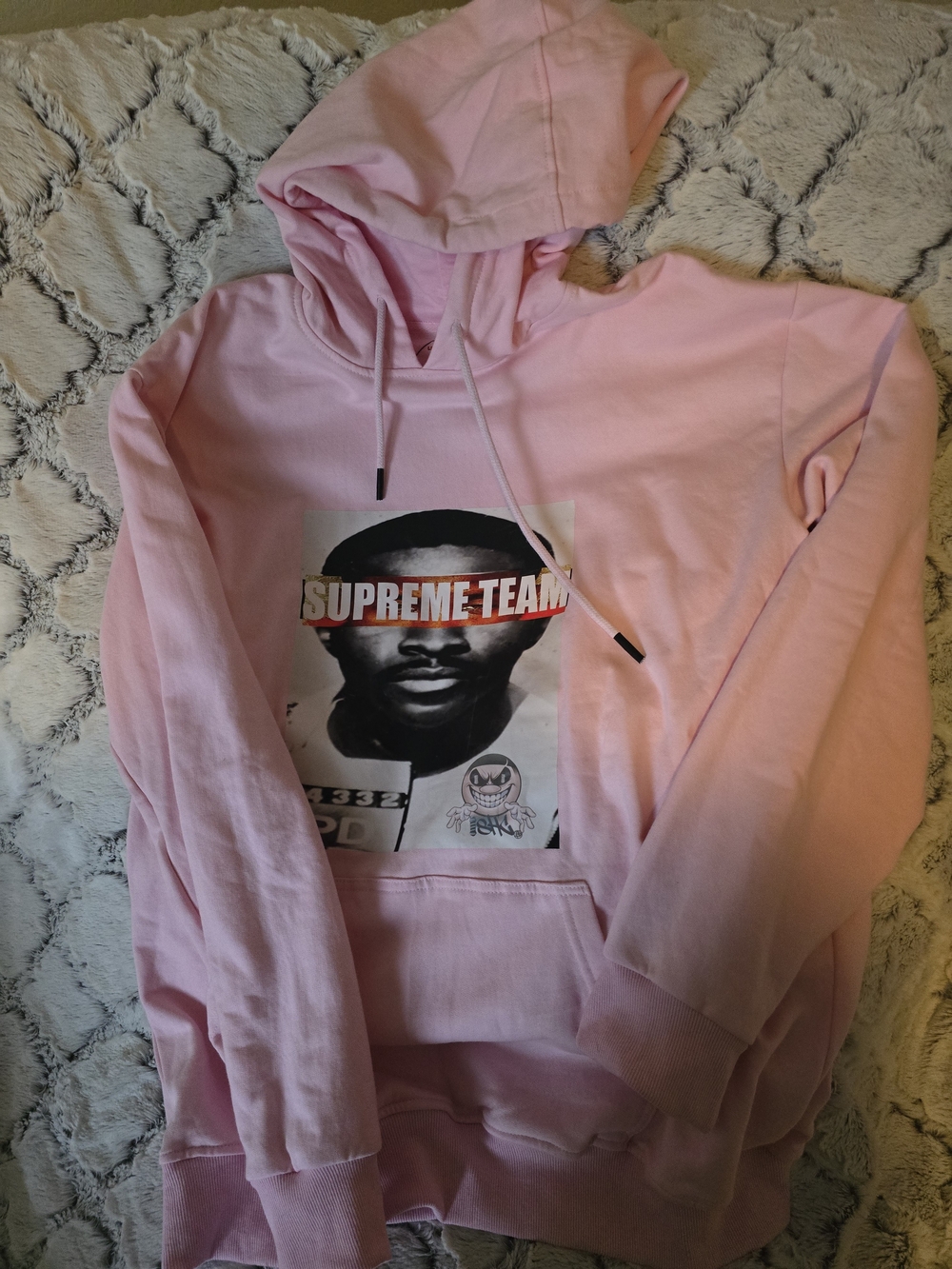 NAS Jamaica Queens Hip-Hop Streetwear Pink Graphic Pullover Hoodie  2XL EUC